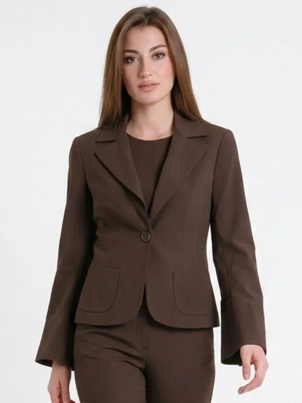 TRINA TURK | Single Button FlareโSleeve Chocolate Brown Blazer Womenโs Size 2